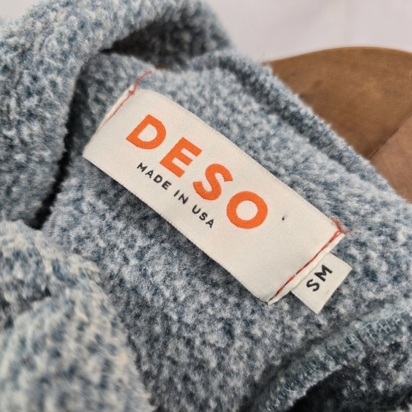 Deso Jacket Women S Medium Blue Sweater Fleece Zip Teddy Mock Kangaroo Pullover - Picture 3 of 10